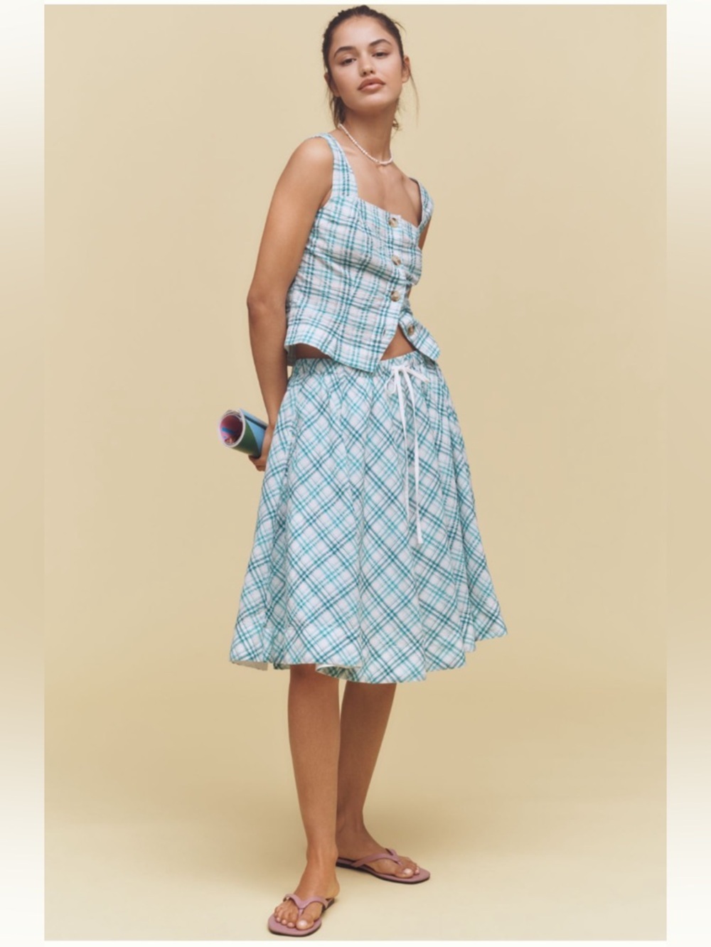 ANTHROPOLOGIE Maeve Drawstring A Line Midi Skirt Green Mint Size XL NEW